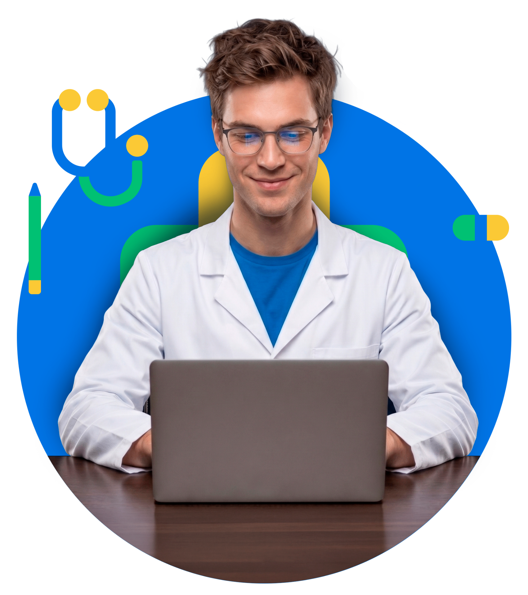 Médico estudando no notebook
