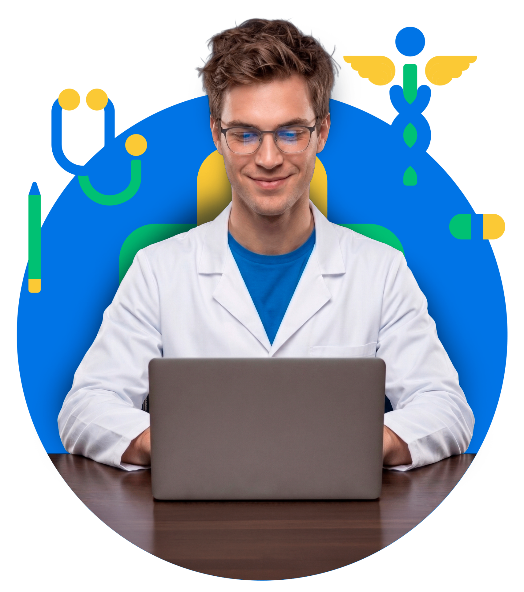 Médico estudando no notebook